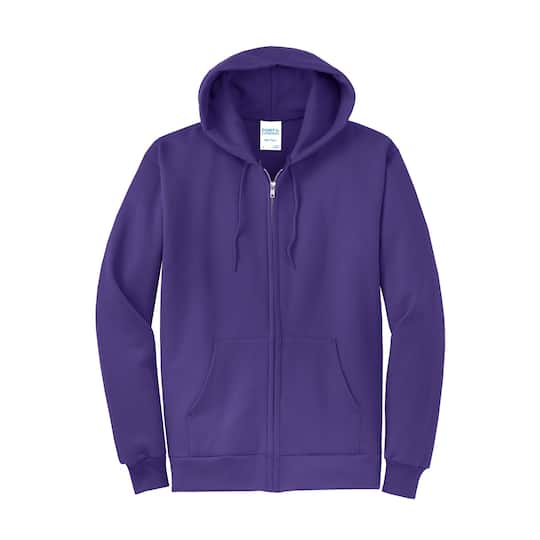 Port & Company® Core Fleece Full-Zip Hooded Sweatshirt in Purple | Medium | Michaels®